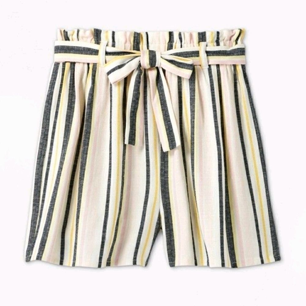 Art Class Size‎ S (6/6X) - Girl's Paper Bag Striped Waist shorts